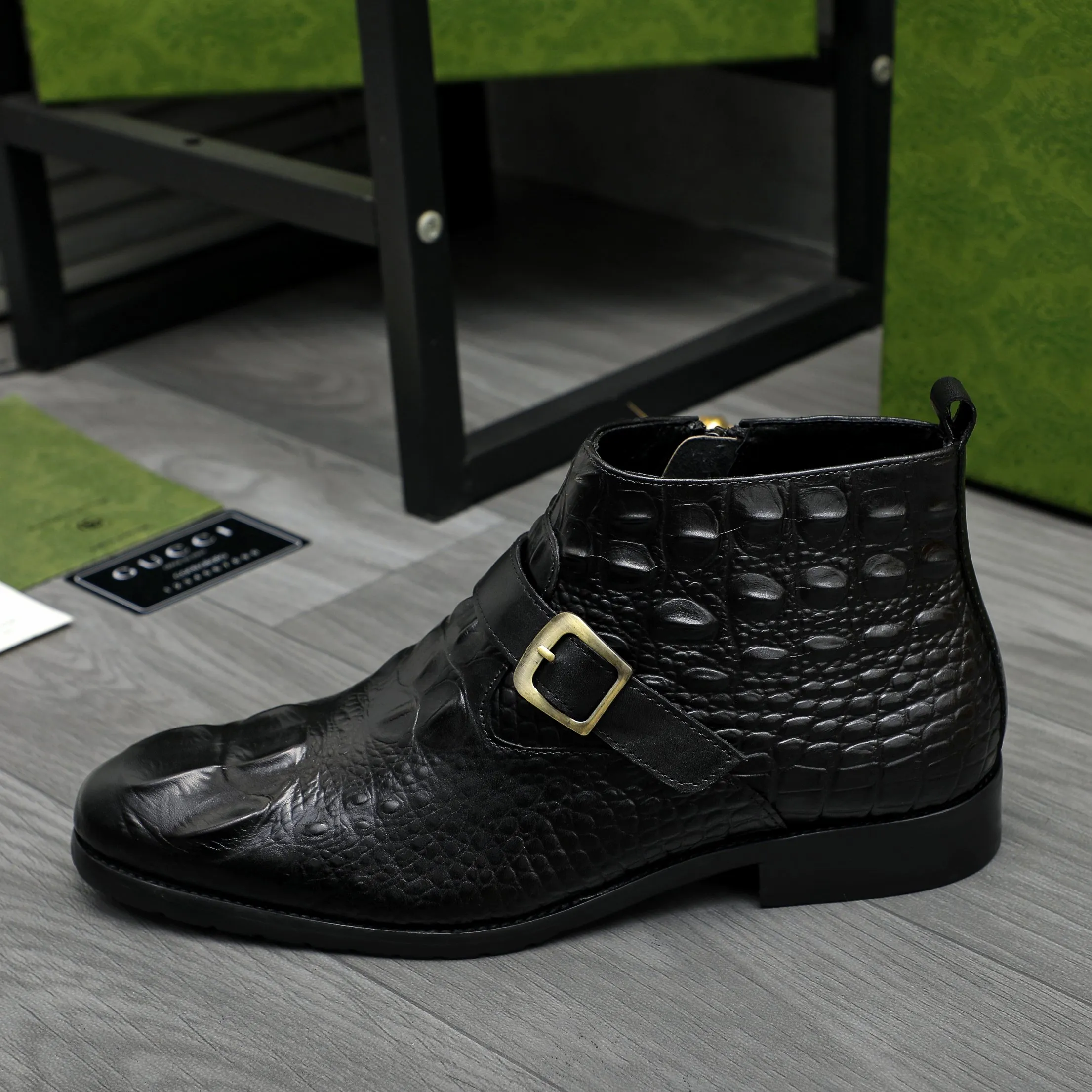 Men's shoes 💰p620 Product trademark: GUCCI "Gucci" high-top business leather shoes Regular size: 37-46 (37.46 is custom-made and non-returnable) Product materials: Selected crocodile pattern cowhide upper, pigskin lining, rubber outsole